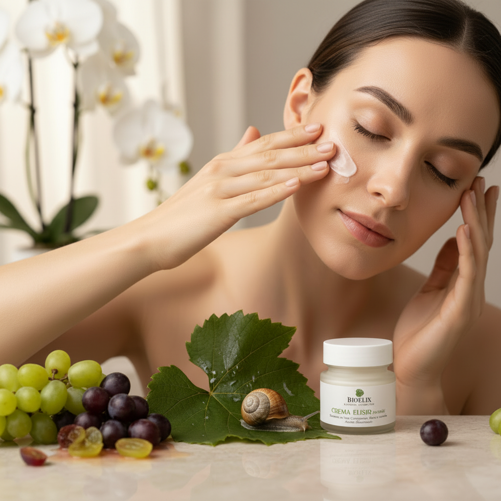 Donna con Crema Elisir Antiage BioElix